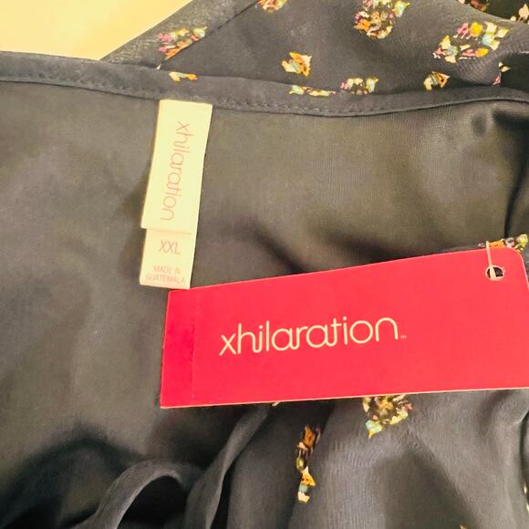 Xhilaration Printed Spagetti Strap Overlay Maxi Dress Size XXL NWT Black Multi - Picture 3 of 6